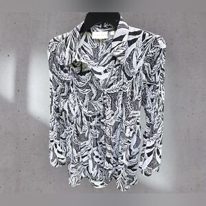 Sunny Leigh New Black and White Pleated Blouse Size Large